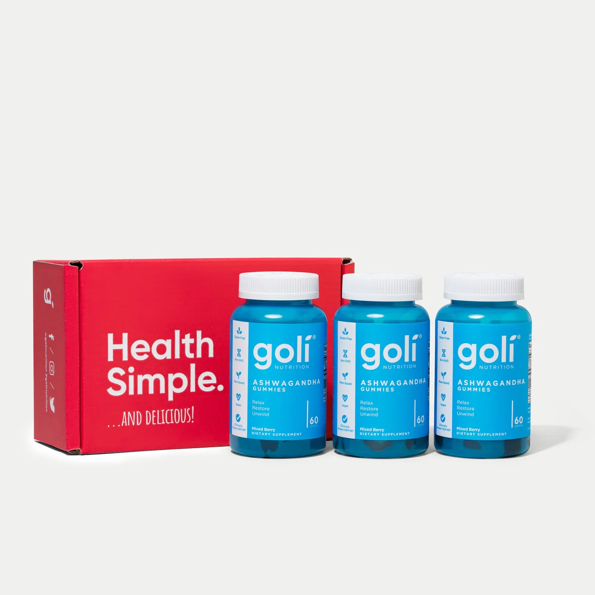 3 Bottles of Goli Ashwagandha & Vitamin D Gummy - KSM-66, Vegan, Plant Based, Non-GMO, Gluten-Free & Gelatin Free - Image 2