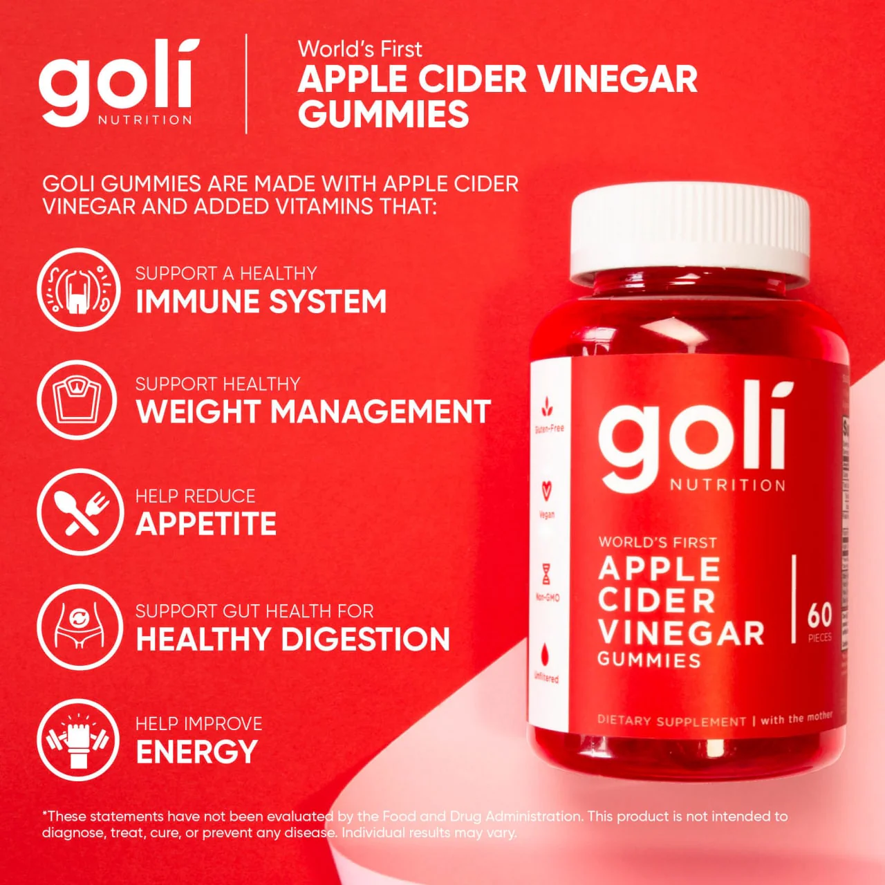 Goli Nutrition Apple Cider Vinegar Gummies | Unit = Case of 48 - Image 4