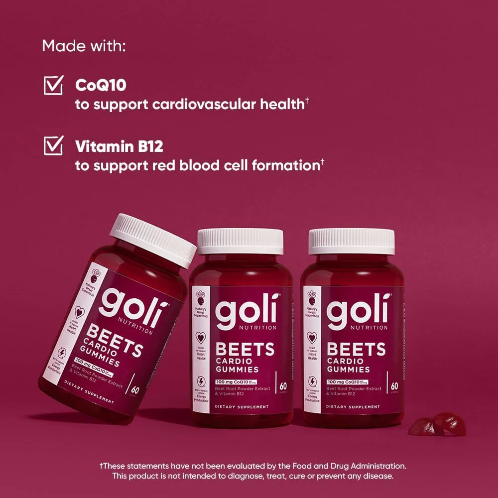 Goli Beets Cardio Gummy - Beet Root Extract & 100mg CoQ10, Gluten-Free, Vegan, Non-GMO, and Gelatin-Free. Nature's Great Superfood - Image 3