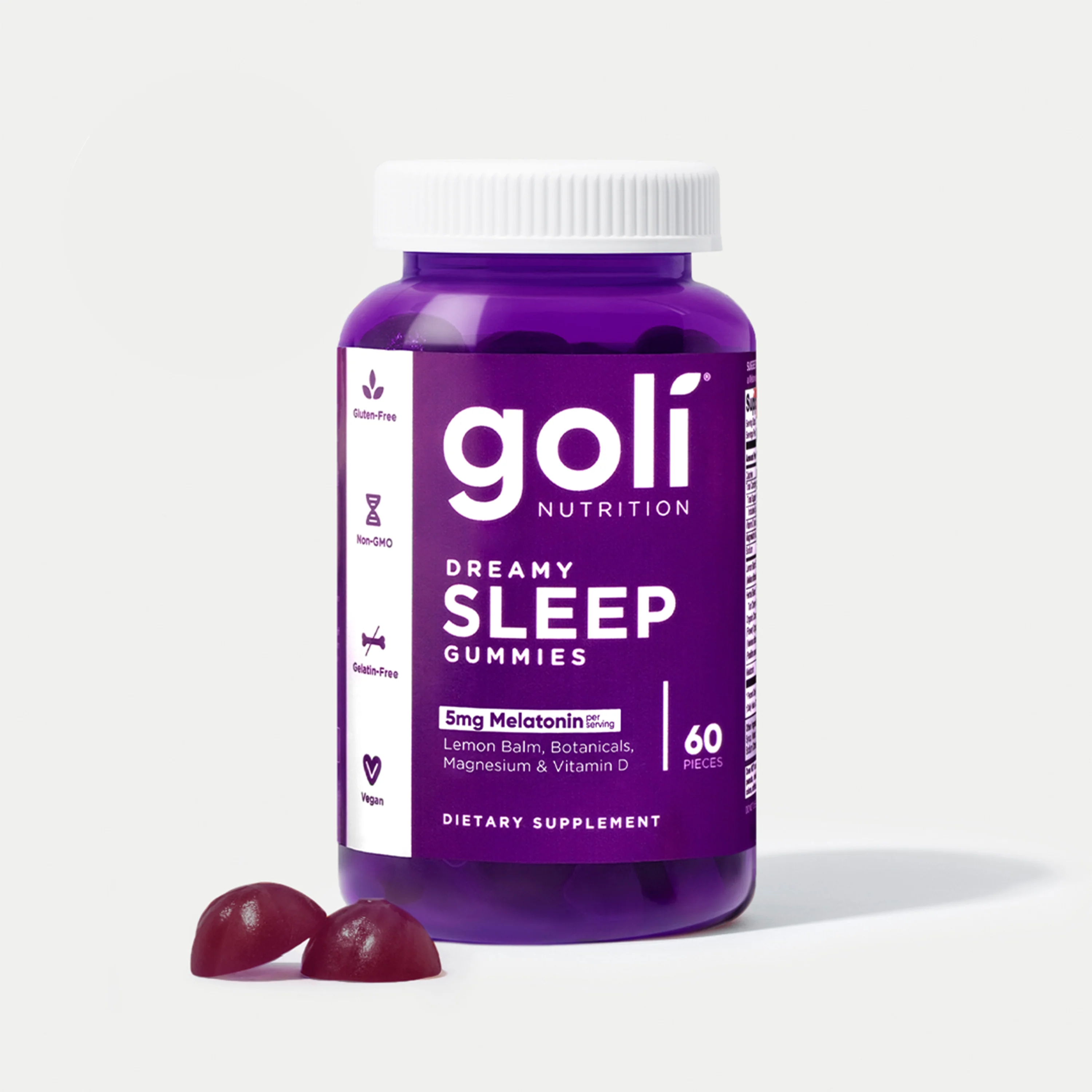 Goli Dreamy Sleep Gummy - Melatonin, Vitamin D, Magnesium, Lemon Balm Extract, Gelatin-Free, Gluten-Free, Vegan & Non-GMO