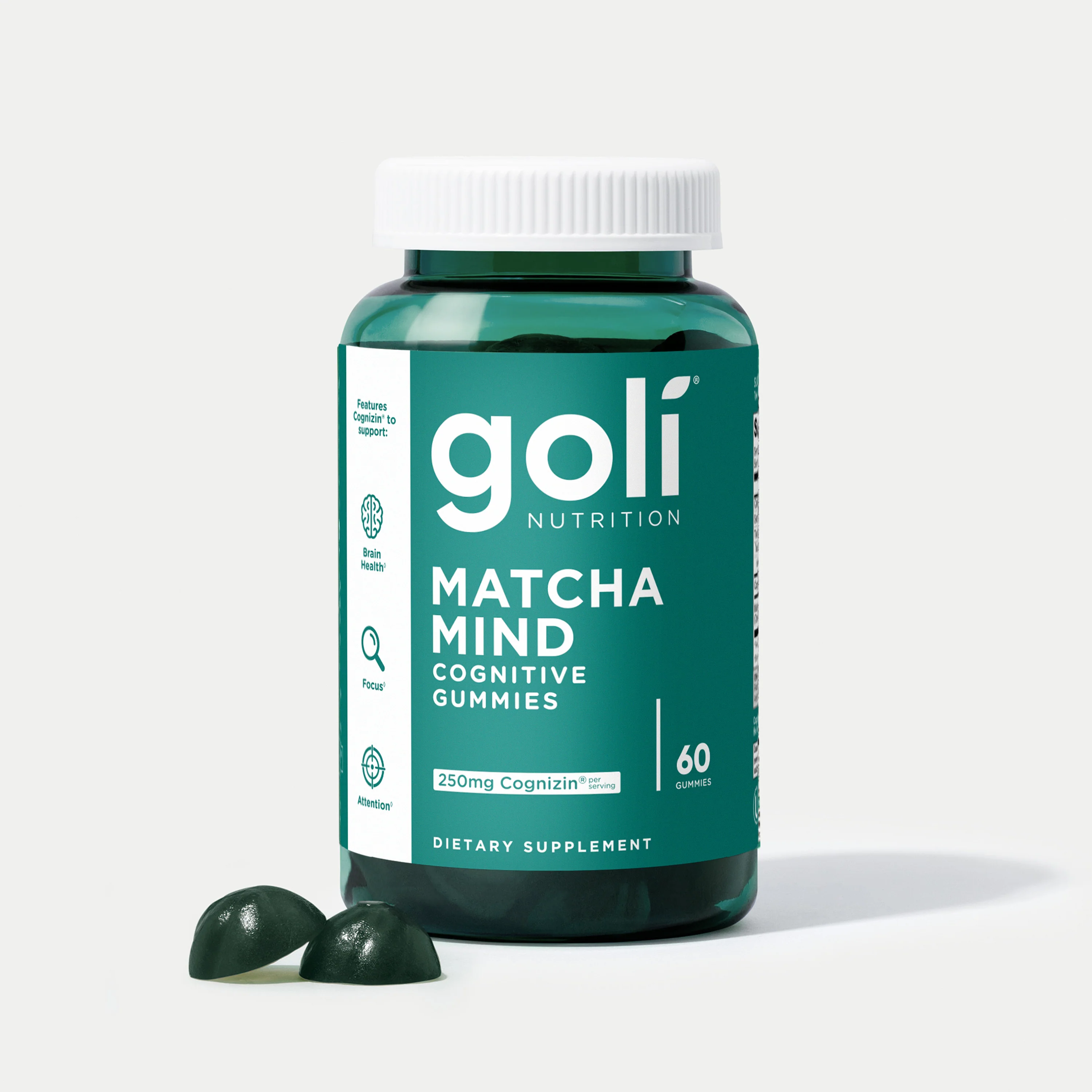 Goli Matcha Mind Gummies - Green Tea Leaves Powder with Cognizin for Focus, Attention and Brain Health, Vegan, Non-GMO, Gluten-Free & Gelatin Free