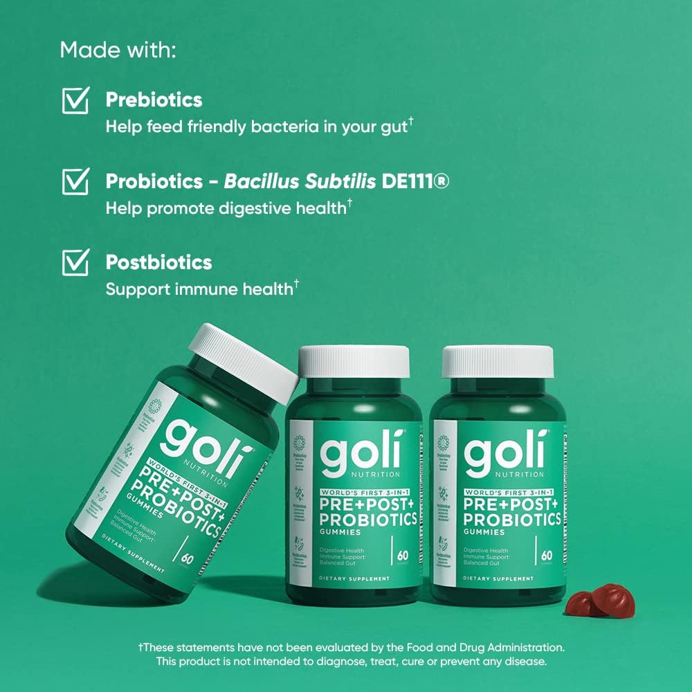 Goli Pre, Post, Probiotics Gummy - World's First 3-in-1 Gluten-Free, Vegan, Non-GMO, and Gelatin-Free. - Image 5