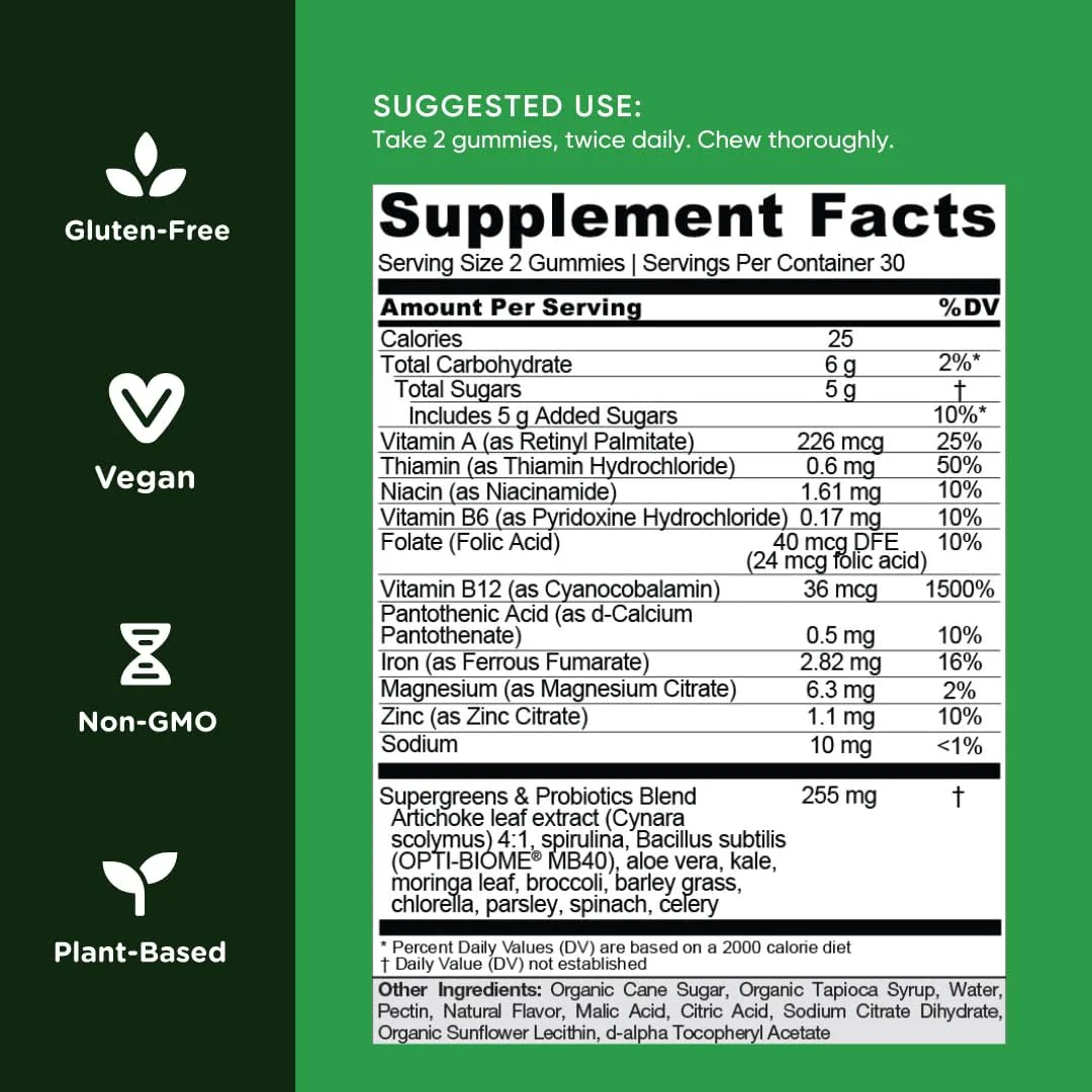 Goli SuperGreen Vitamin Gummy - Essential Vitamins and Minerals - Plant-Based, Vegan, Gluten-Free & Gelatin Free - Image 7