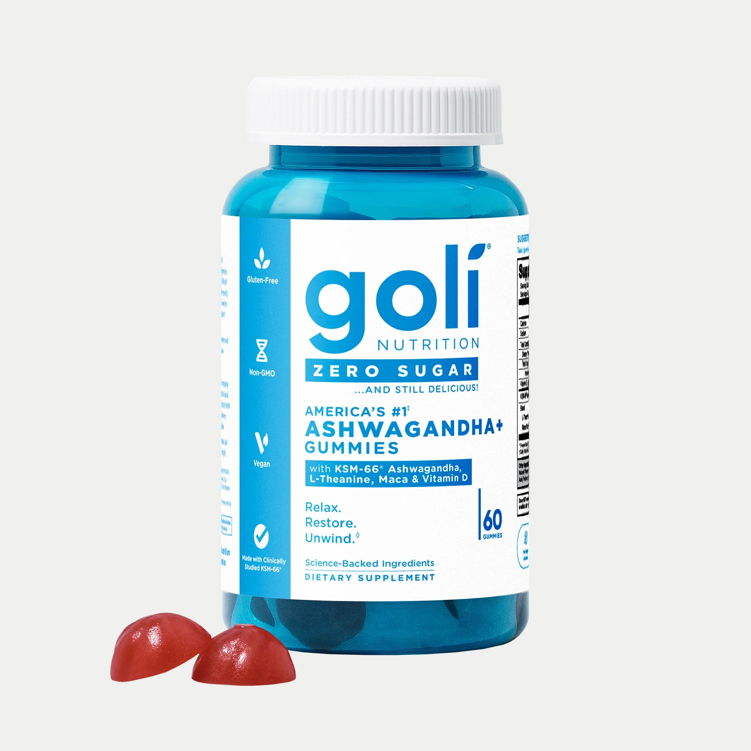 Goli Nutrition Zero Sugar Ashwagandha Gummies | Unit = Case of 24